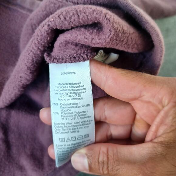 Madewell MWL Betterterry Henley Sweatshirt Womens Small Purple Cropped Casual - Picture 7 of 8